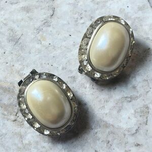 Shoe Clips Bluette France vintage faux pearls rhinestone